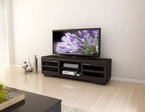 Mocha Black 66-Inch Wood Veneer TV Bench Y36159