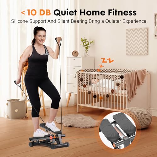 Adjustable Height Stair Stepper with Resistance Bands & LCD Monitor J9959
