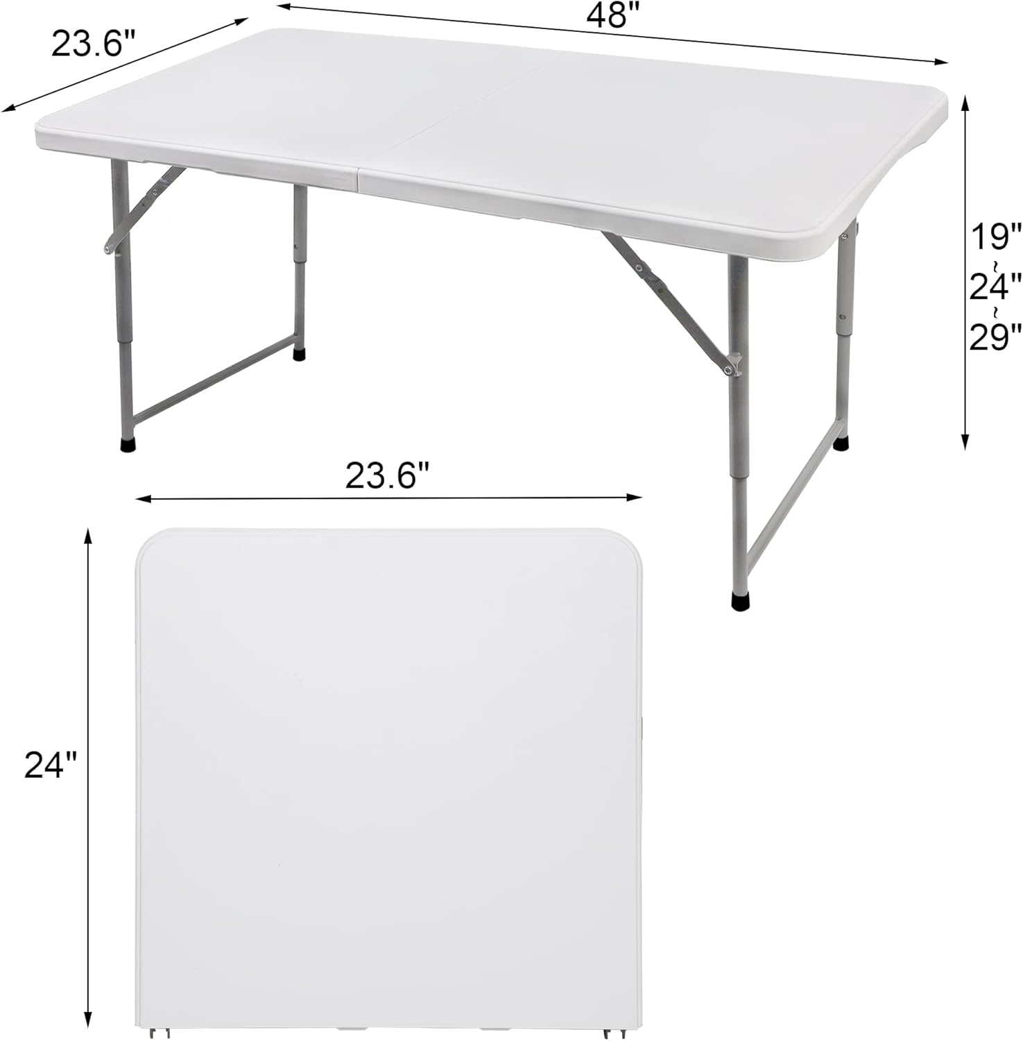 Folding Utility Table, 4ft Portable Plastic Picnic Party Dining Camp Table H803858