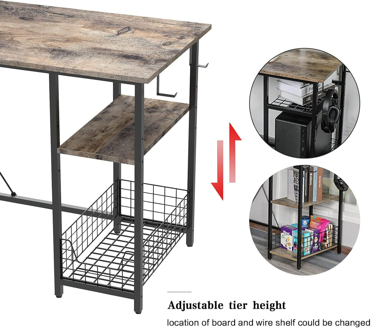 L-Shaped Computer Desk with Storage Shelves Drawer R136914