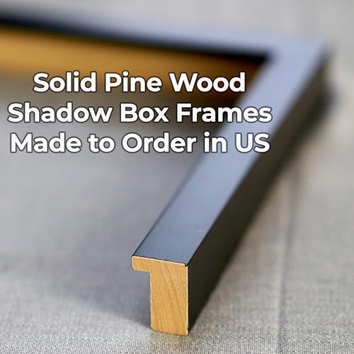 Charcoal Black Solid Wood Shadow Box Picture Frame with UV Acrylic A348
