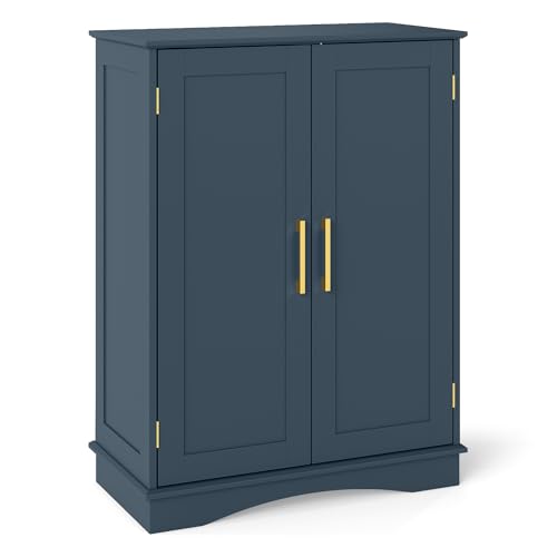 Black 31.5" H Floor Storage Cabinet with 2 Doors and Adjustable Shelves D768340