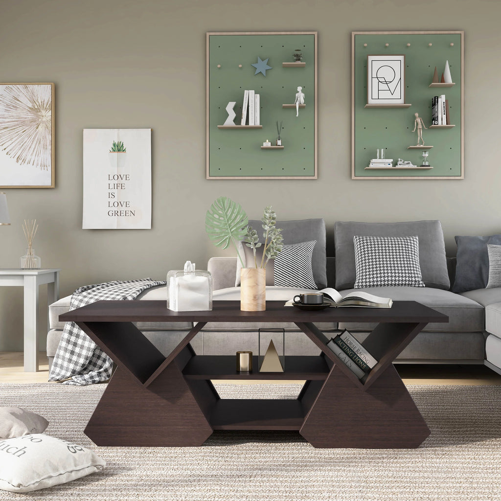 Espresso Wood Storage Coffee Table E4078