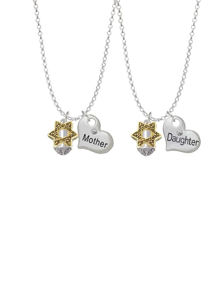Goldtone Star of David Spinner Heart Necklaces (Set of 2) R93730