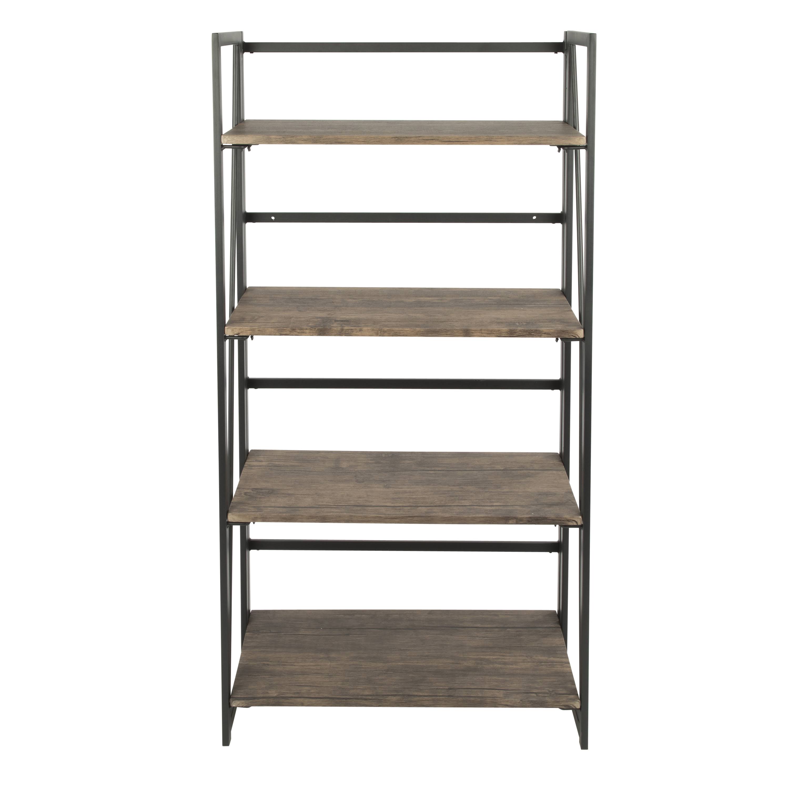 Black Metal and Wood Industrial Bookcase B321