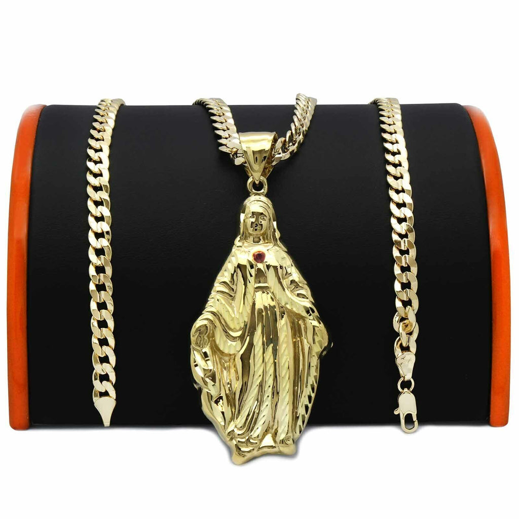 Gold Plated Pendant & 24" 14K Cuban Chain Necklace Z2232