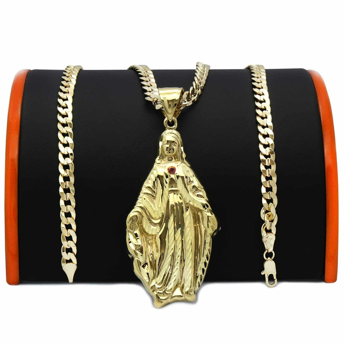 Gold Plated Pendant & 24" 14K Cuban Chain Necklace Z2232