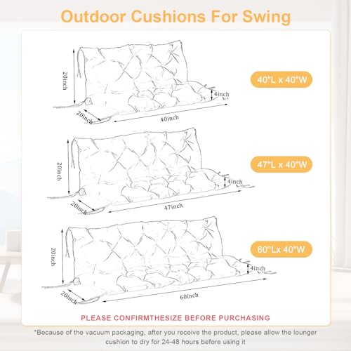 Light Coffee 47x40" Waterproof Bench Cushion with Ties A692