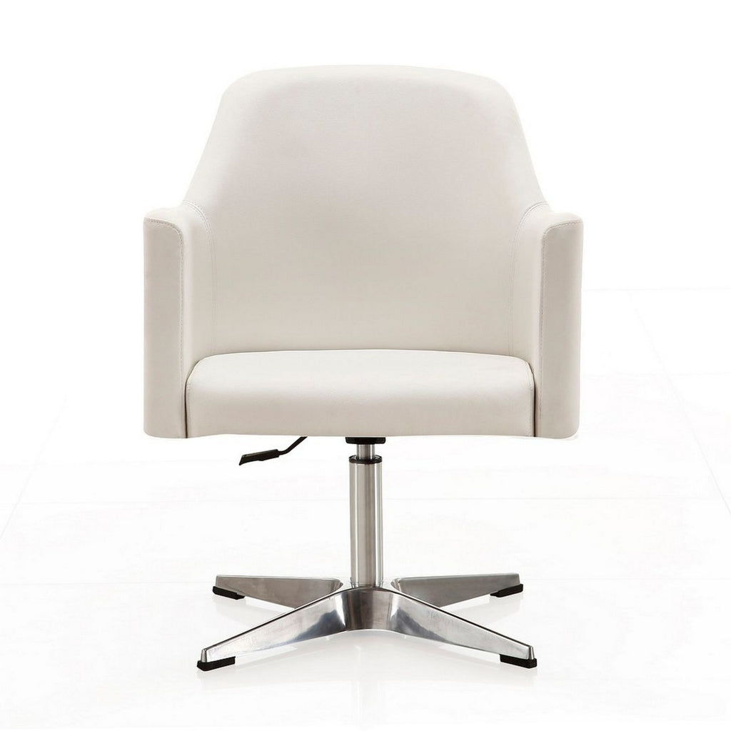 White Faux Leather Adjustable Height Swivel Accent Chair L20717