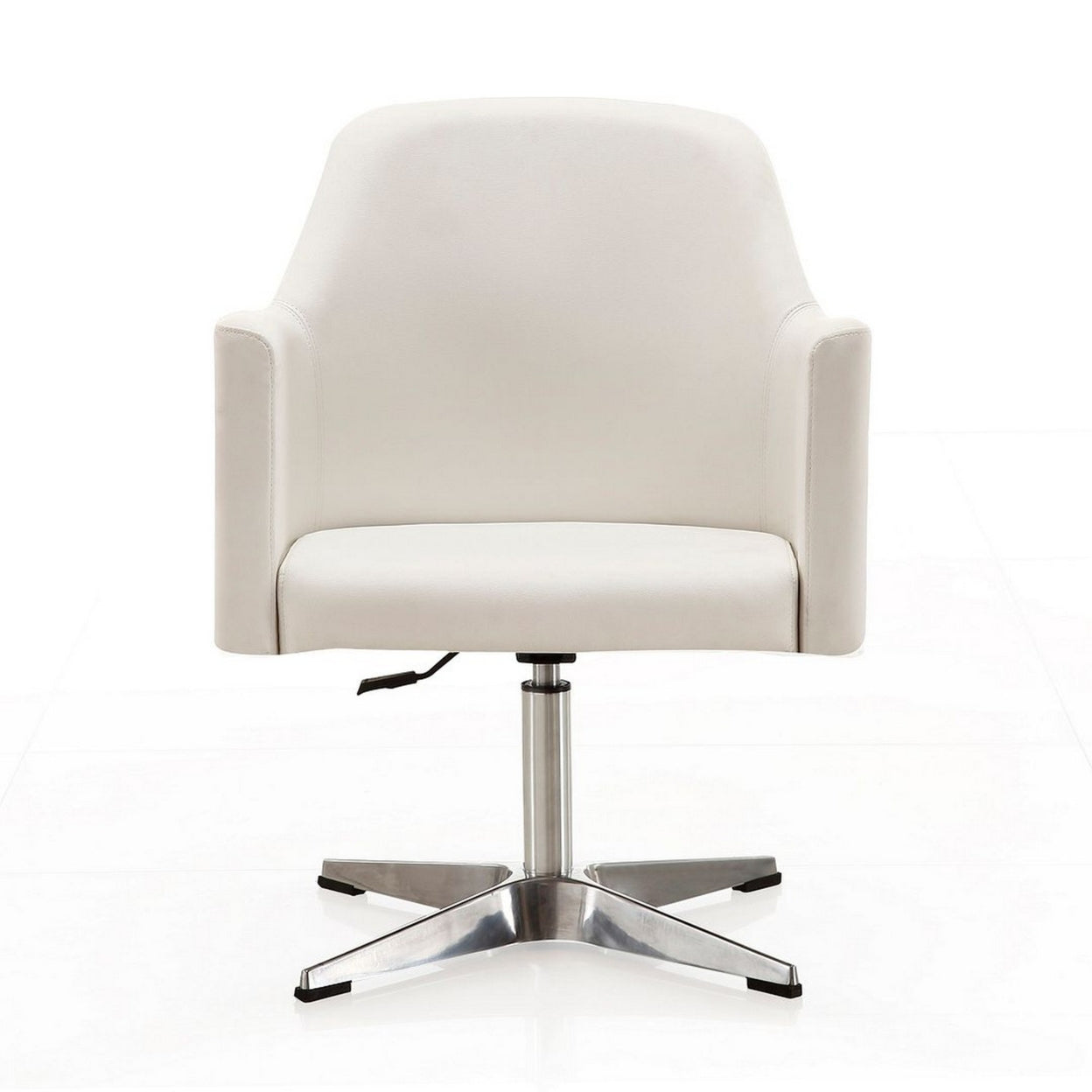 White Faux Leather Adjustable Height Swivel Accent Chair L20717