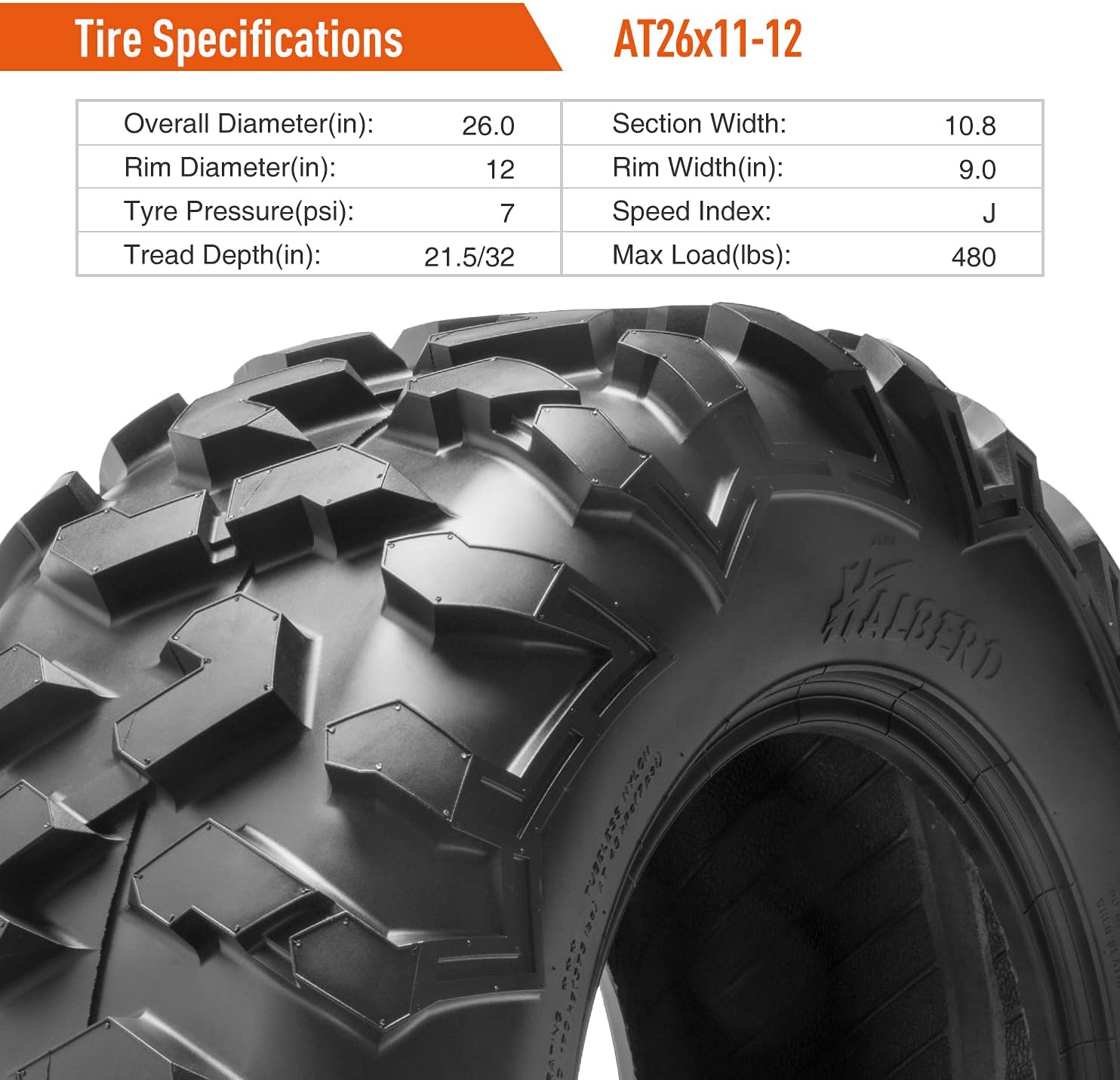 26x9-12 & 26x11-12 6PR All Terrain ATV UTV Off-Road Tires (Set of 4) O331967