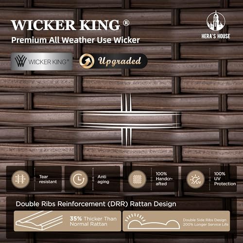 6 Pieces 7 Seats Wicker Patio Furniture Set with Fire Pit Table P28969