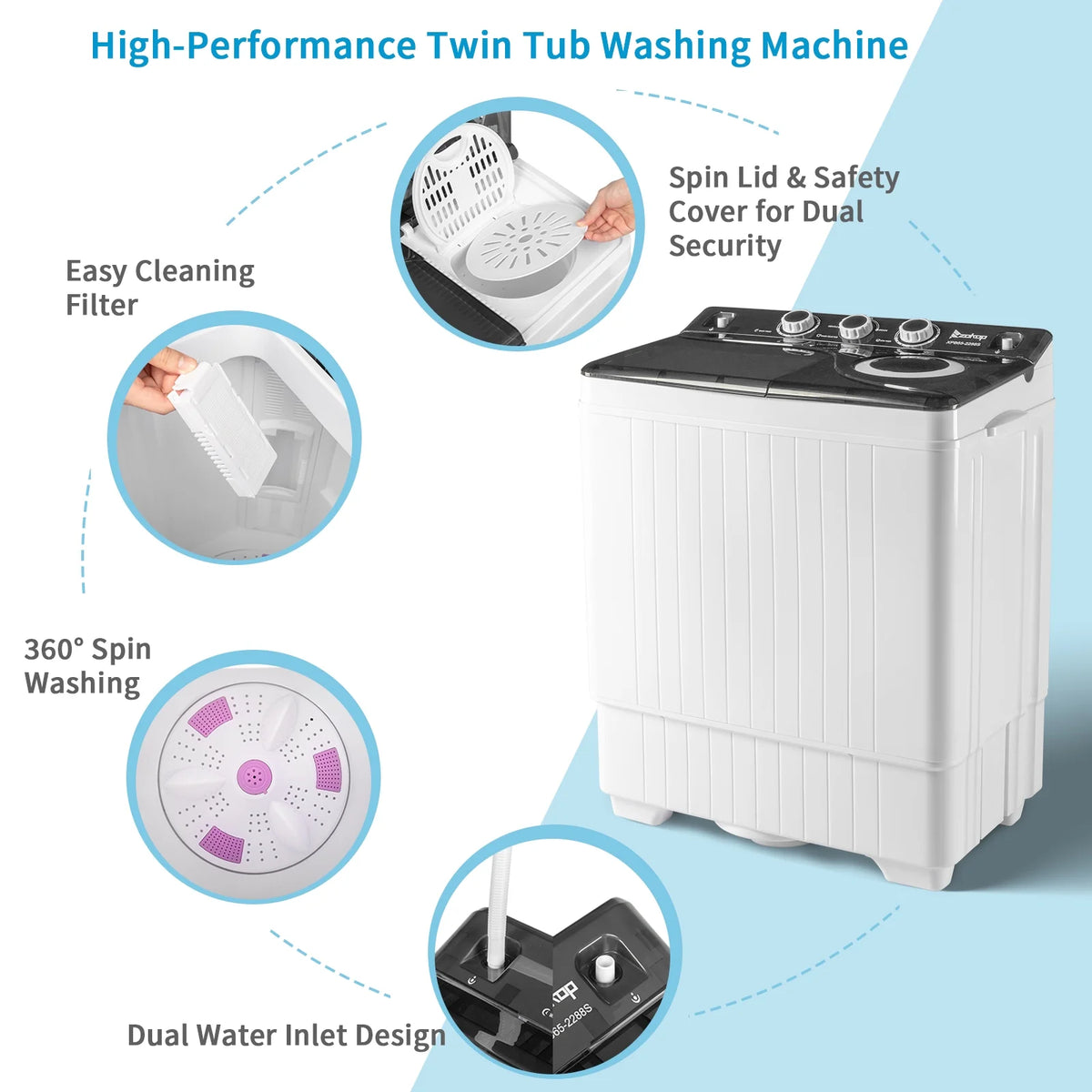 26Lbs Semi-automatic Twin Tub Washing Machine G10325