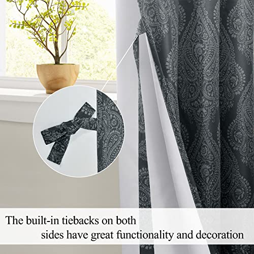 Navy Blue Grommet Curtains, W 42 x L 84 Inch, Set of 2 Panels D526992