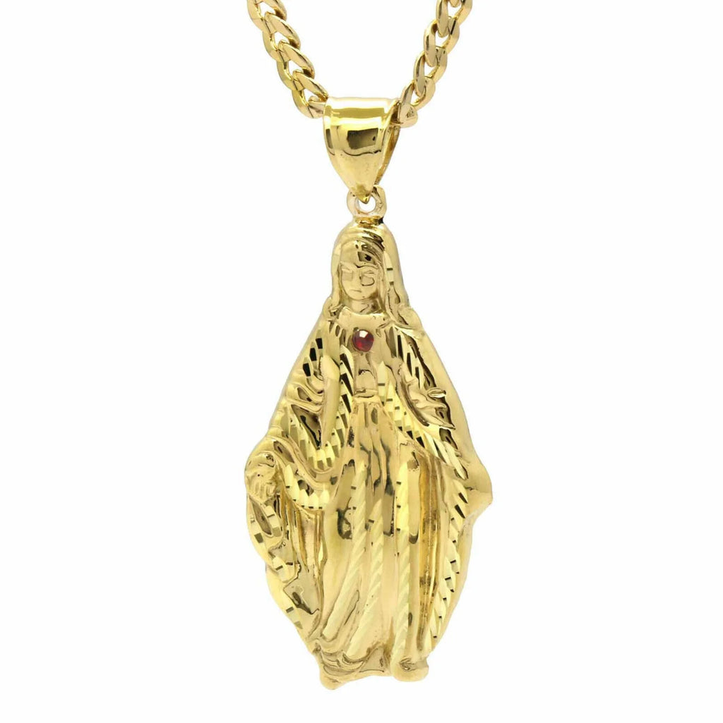 Gold Plated Pendant & 24" 14K Cuban Chain Necklace Z2232