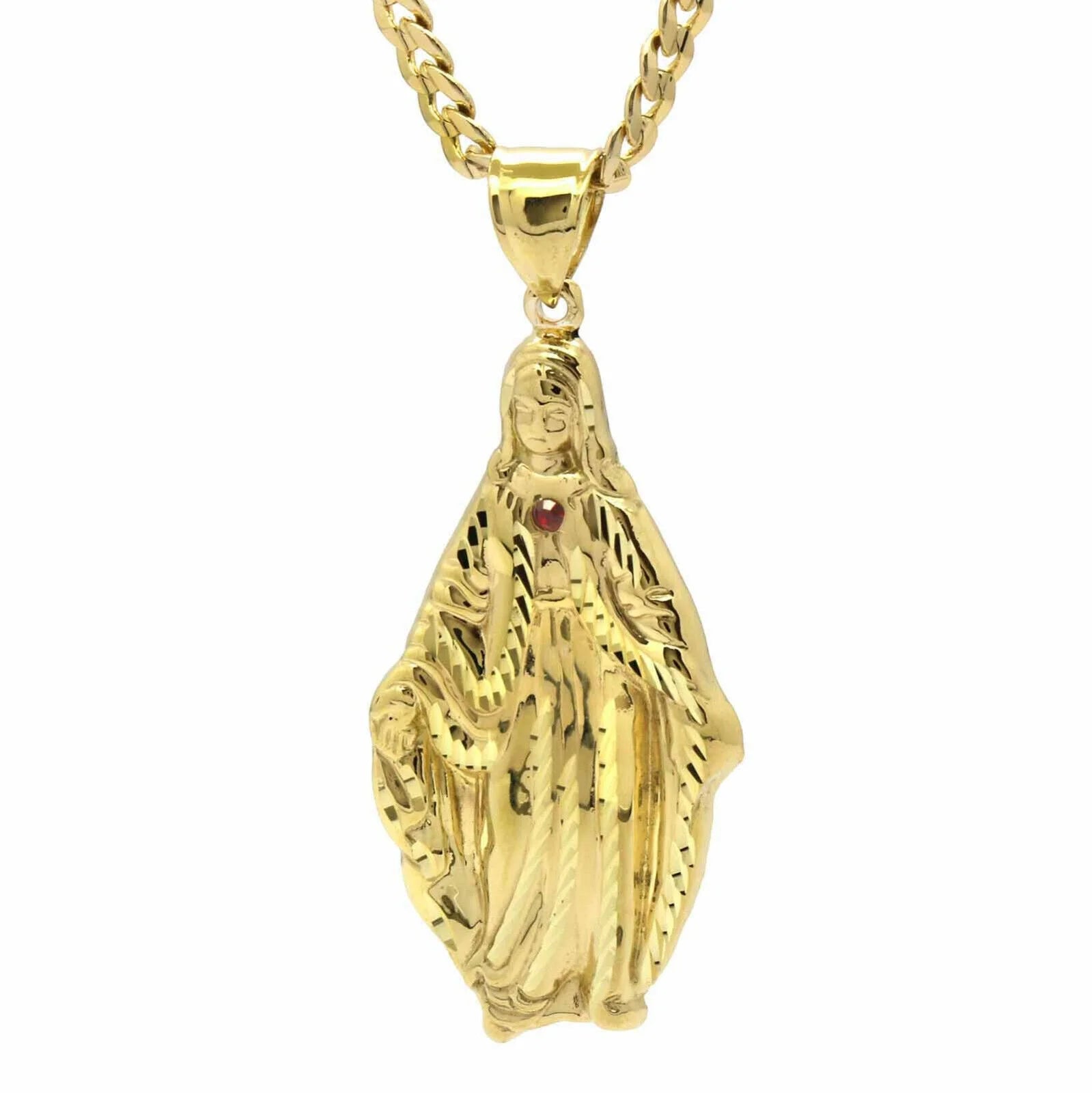 Gold Plated Pendant & 24" 14K Cuban Chain Necklace Z2232