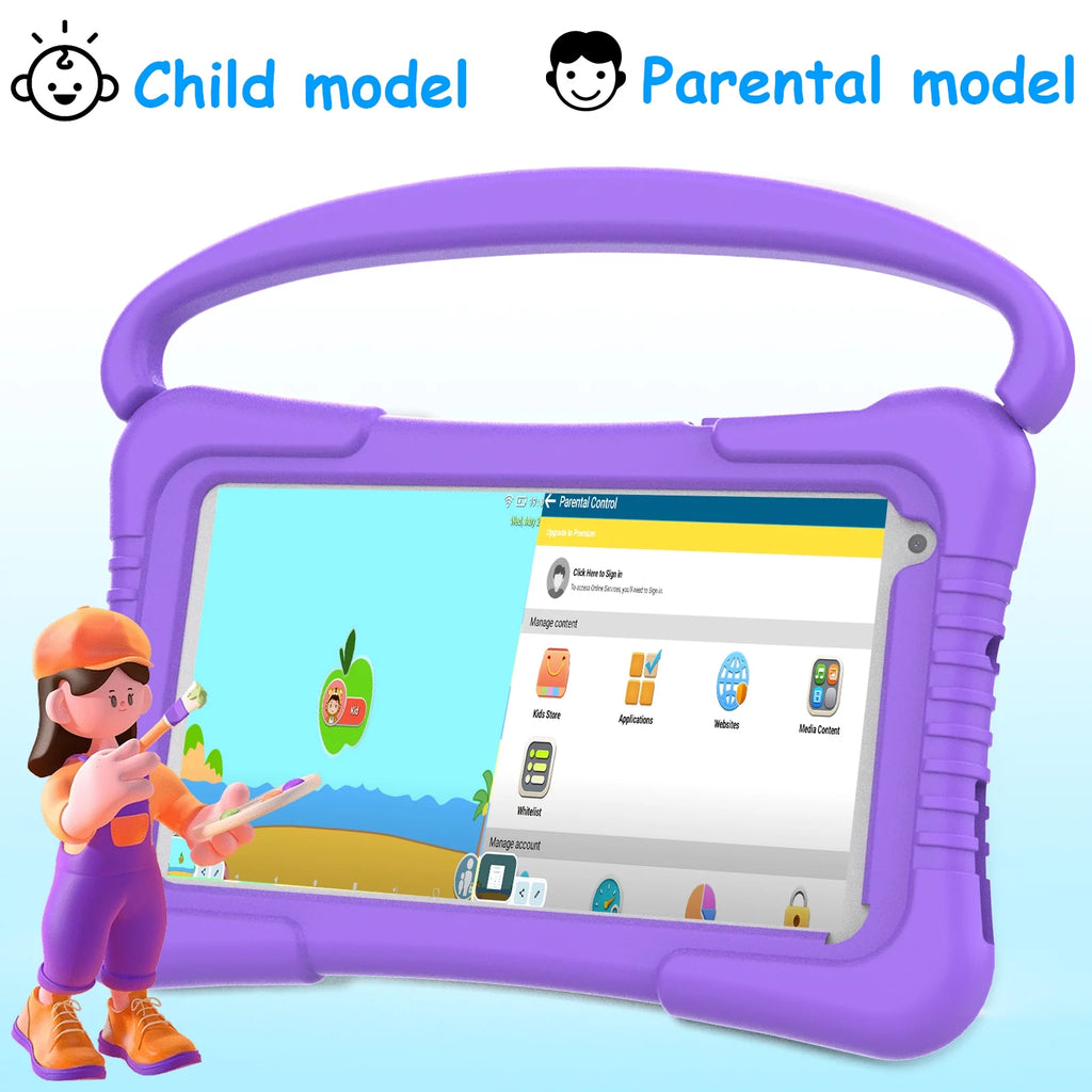 Purple 7 inch Android 11 Tablet with Silicone Case P337