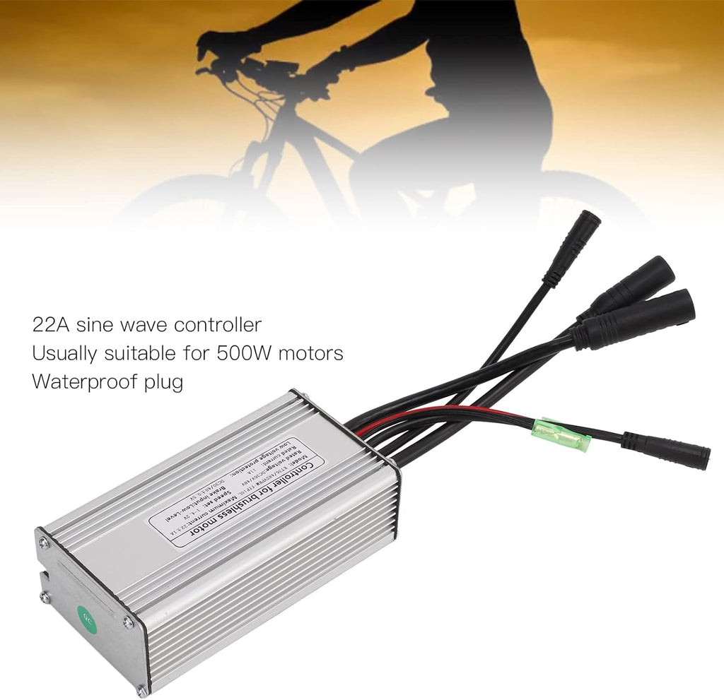 Motor Brushless Controller, 36V/48V 22A Waterproof Sine Wave Motor Controller for 500W Motor E-Bike D88119