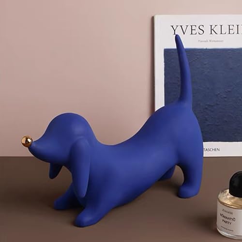 Ceramic Dachshund Dog Figurine 28x22cm Silver G4577