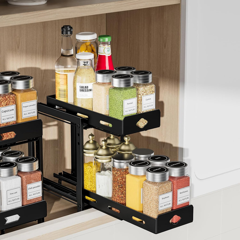 2-Tier Heavy Duty Slide Out Spice Rack, Black V689215