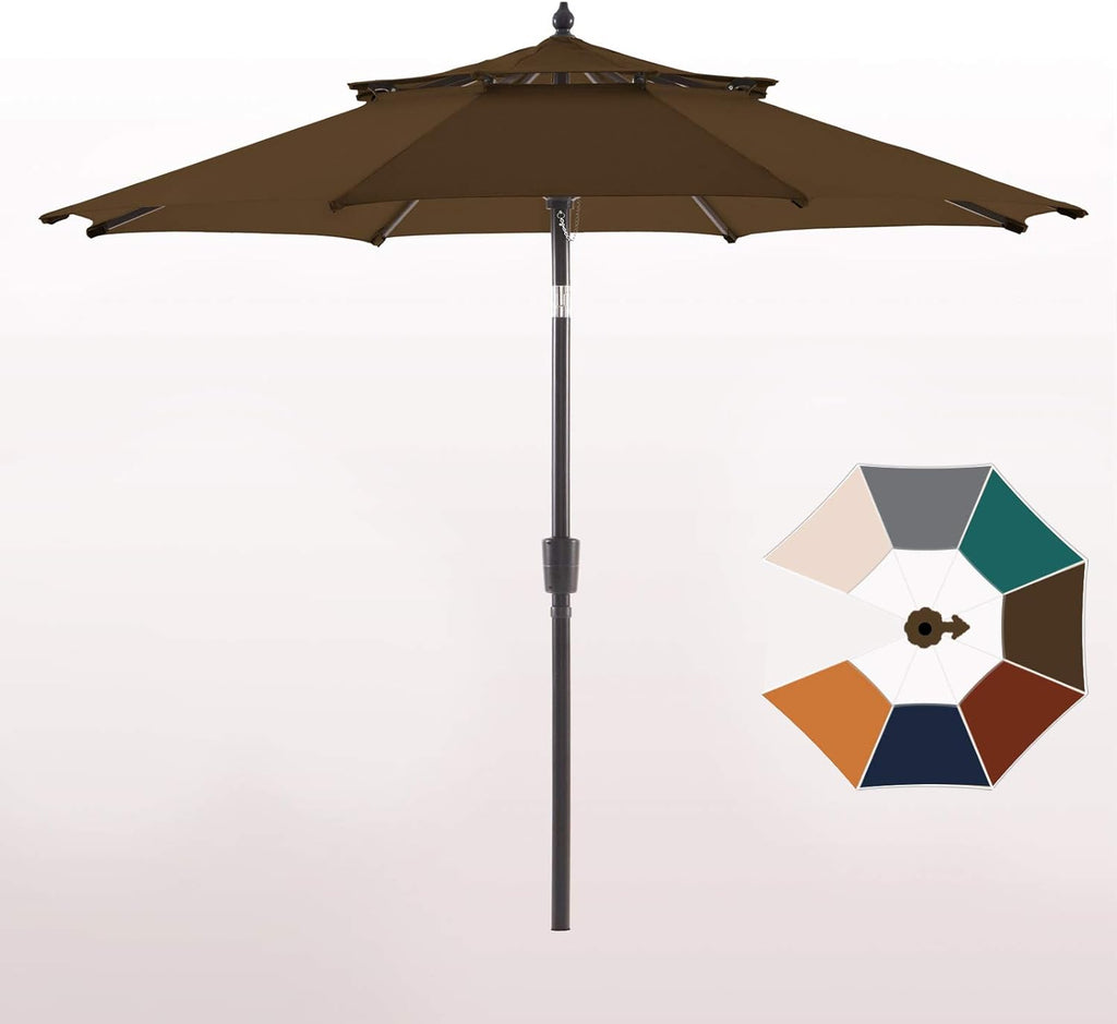 Navy Blue 9 FT 2 Tier Market Umbrella with Push Button Tilt W22025