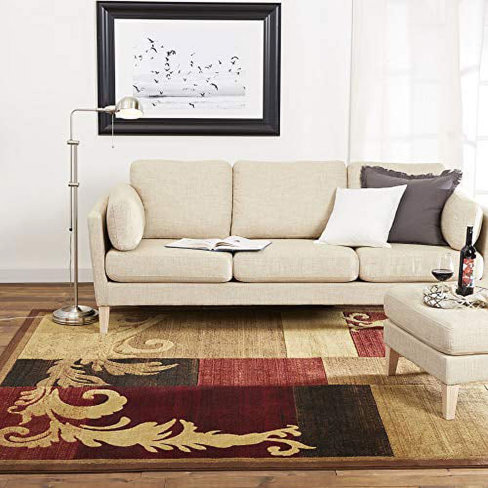 Contemporary Scroll Area Rug, Brown/Red, 5'3"x7'2" N777