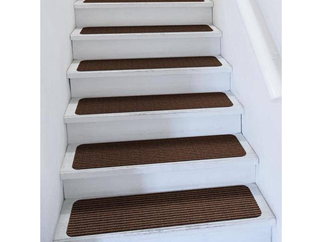 Set of 15 Skid-Resistant Carpet Stair Treads Bittersweet Brown 8 Inches x 23.5 Inches L2017