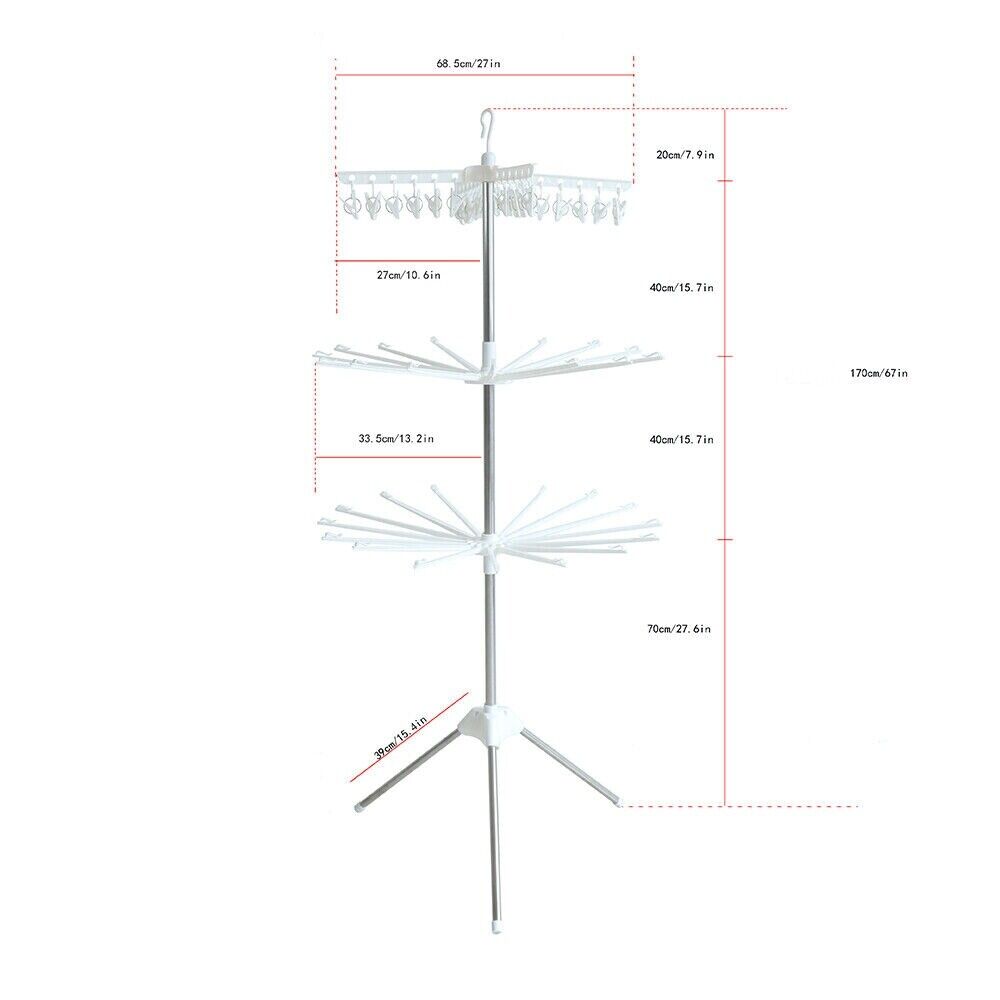Folding 360° Rotation Clothes Drying Rack Tripod Laundry Hanger Stand J26352