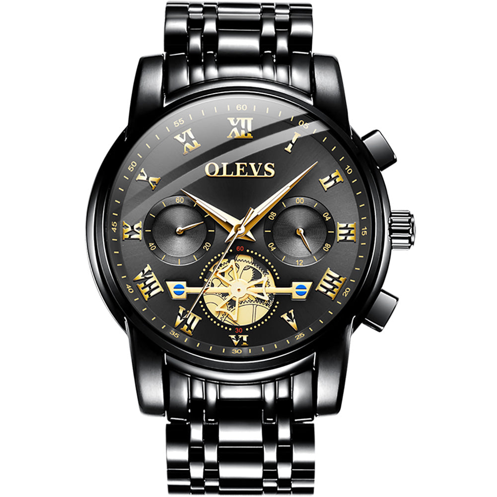 Black Chronograph Waterproof Wrist Watch Y498