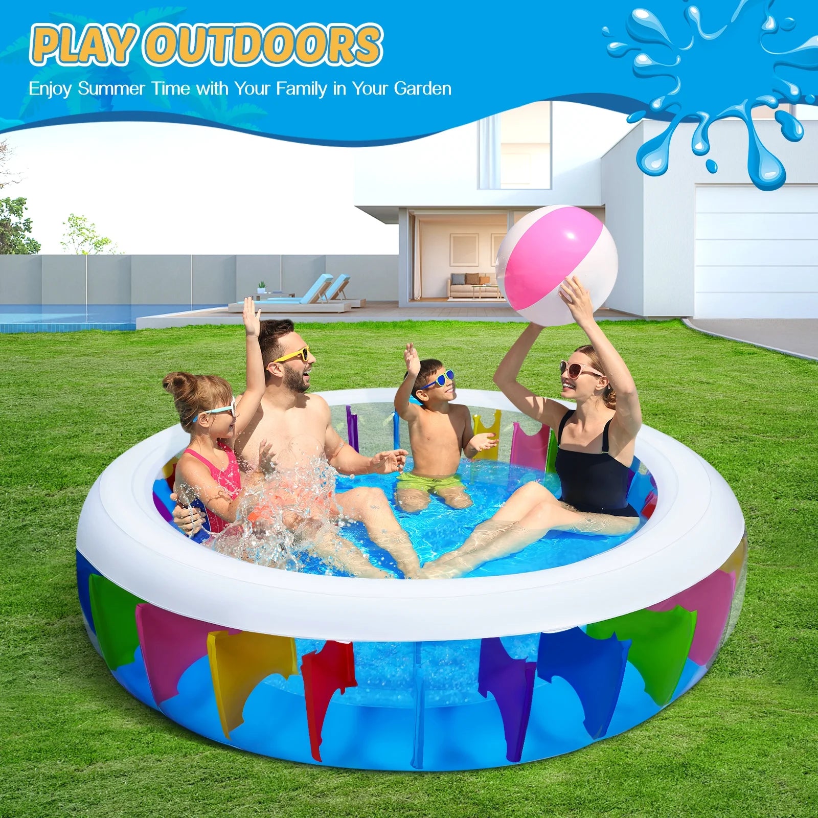 Inflatable PVC Pool with Sprinkler 180 x 180 x 40 cm K686