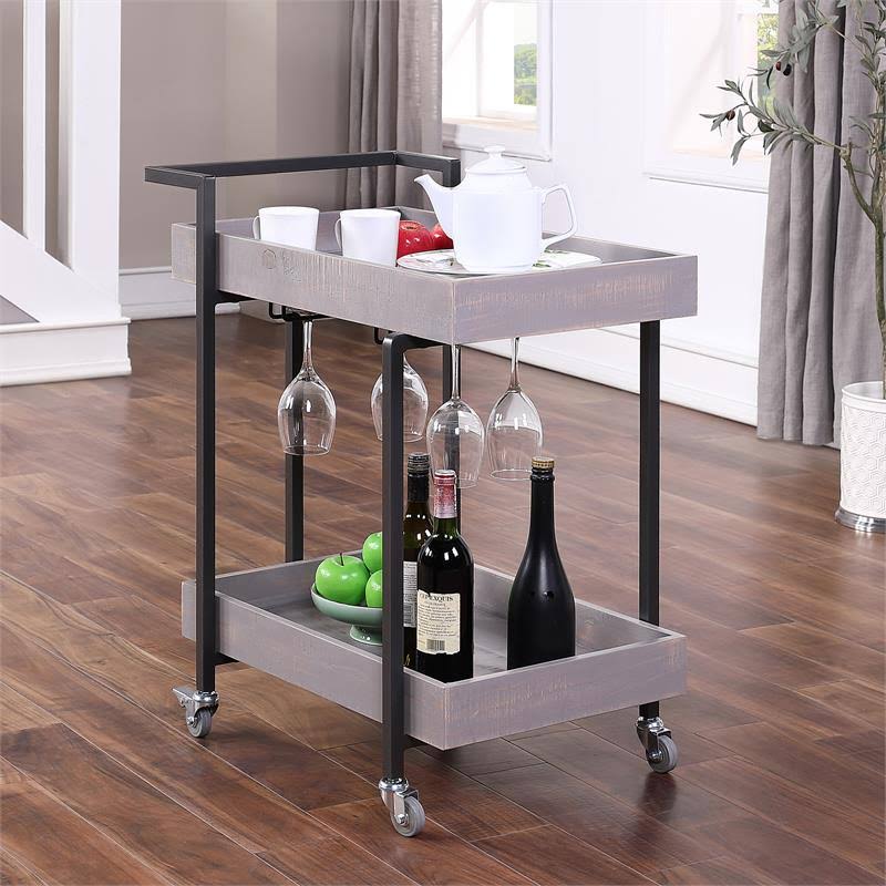 Antique Gray Wood Serving Cart J78678