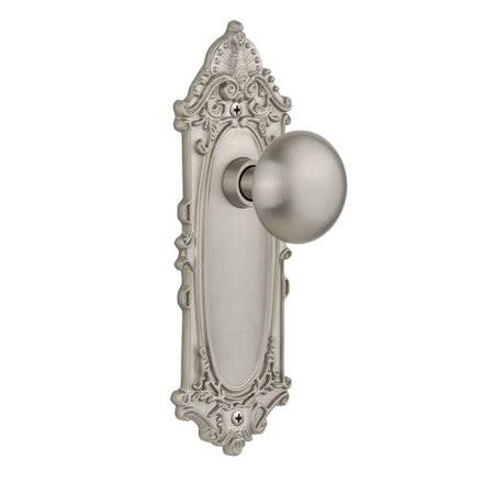 Satin Nickel Double Dummy Door Knob with Victorian Long Plate U507897