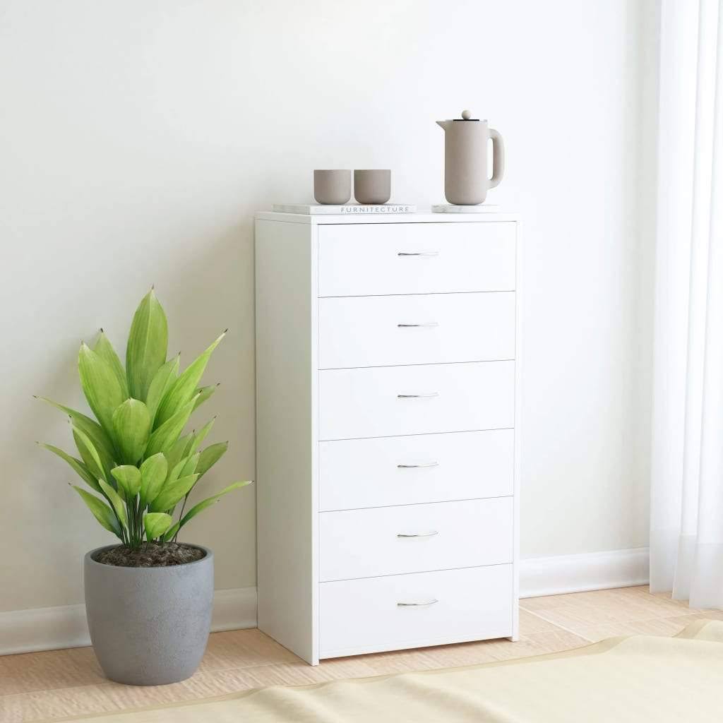 White 6 Drawer Sideboard Chipboard E313
