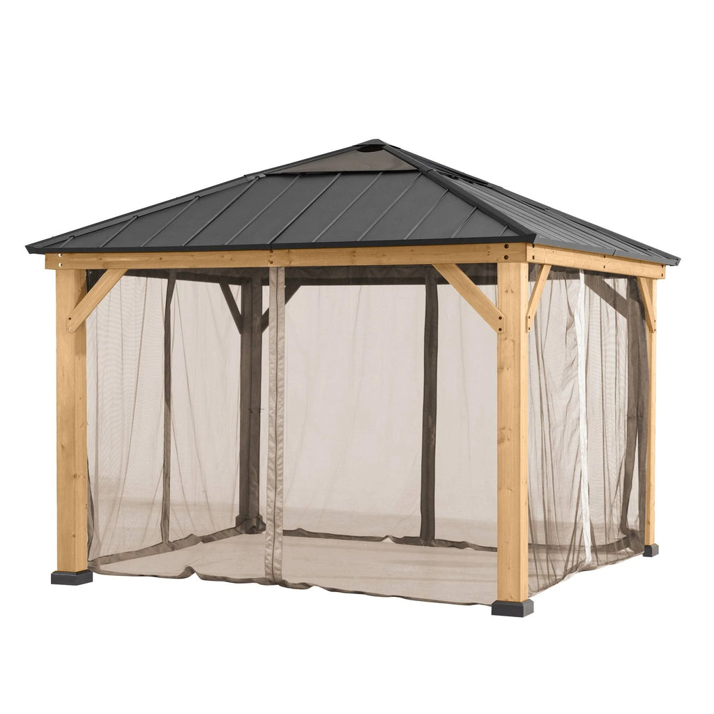 9 ft. x 9 ft. Wood Gazebo Mosquito Netting W88838