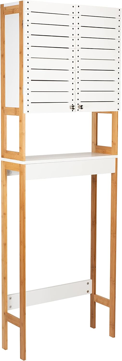 White Bamboo 3 Shelf Over The Toilet Cabinet H73992