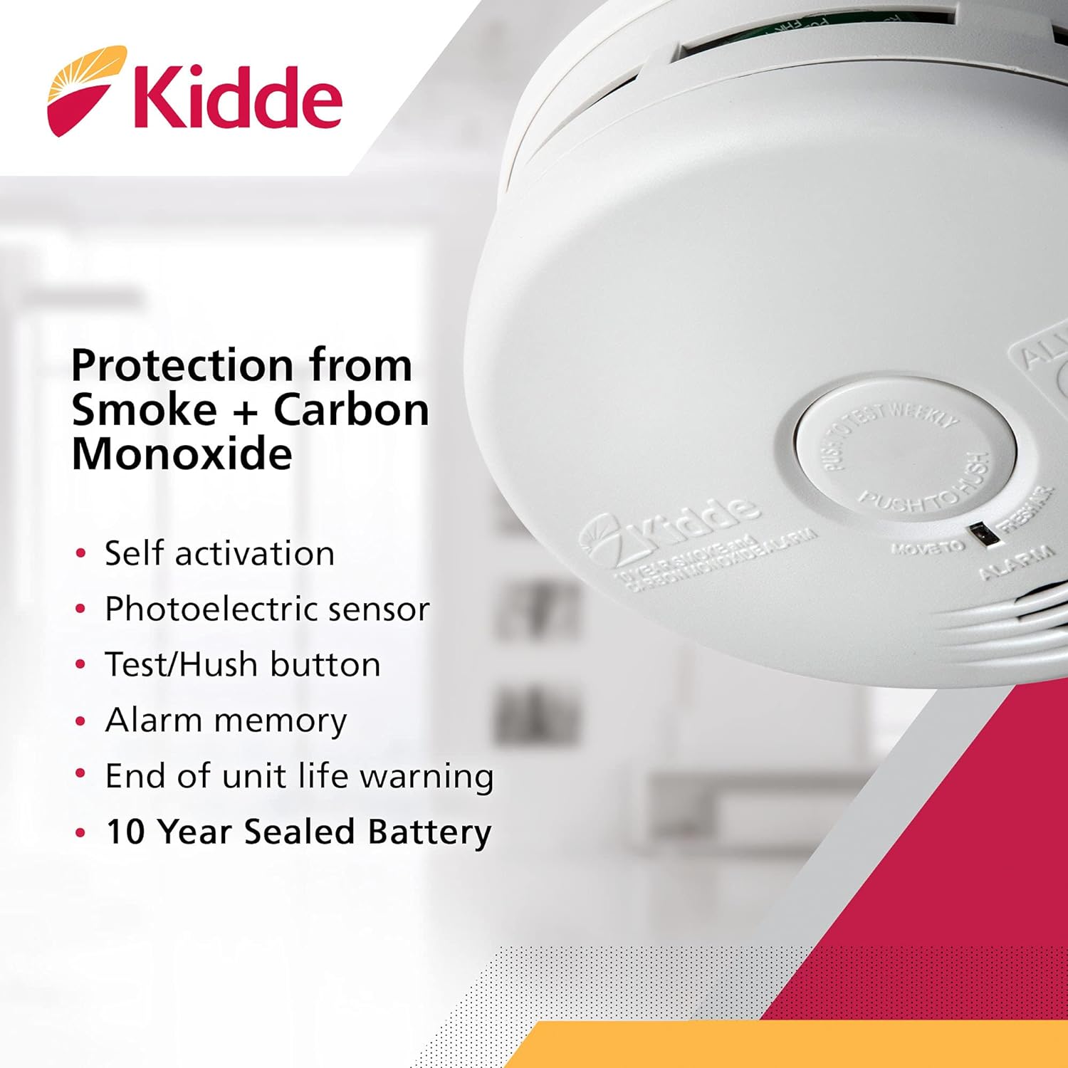 Smoke Detector and Carbon Monoxide Detector Combo with Long-Life Lithium Battery T3043