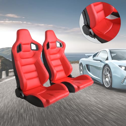 Black & Beige PVC Leather Bucket Seats with Sliders D83907