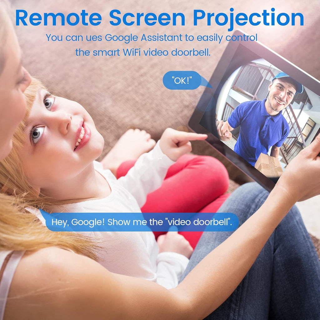 Video Doorbell Camera with Two-Way Audio, 1080P HD, PIR Motion Detection, Solar Energy M1247