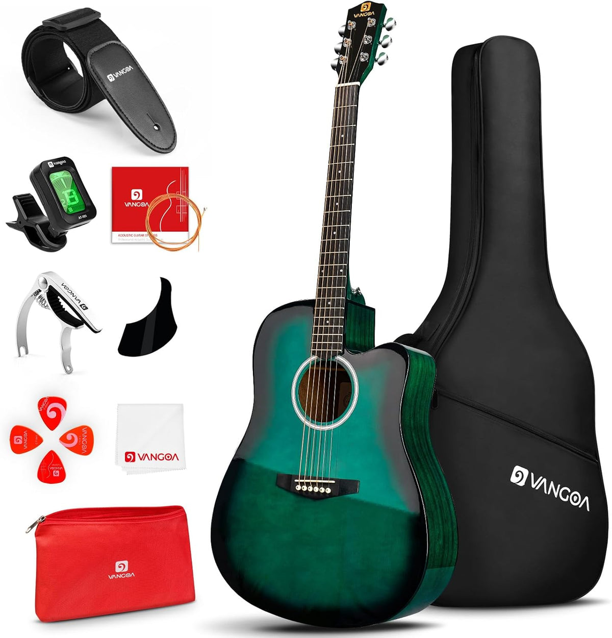 Blue 41 Inch Cutaway Acoustic Guitar Bundle with Gig Bag N746