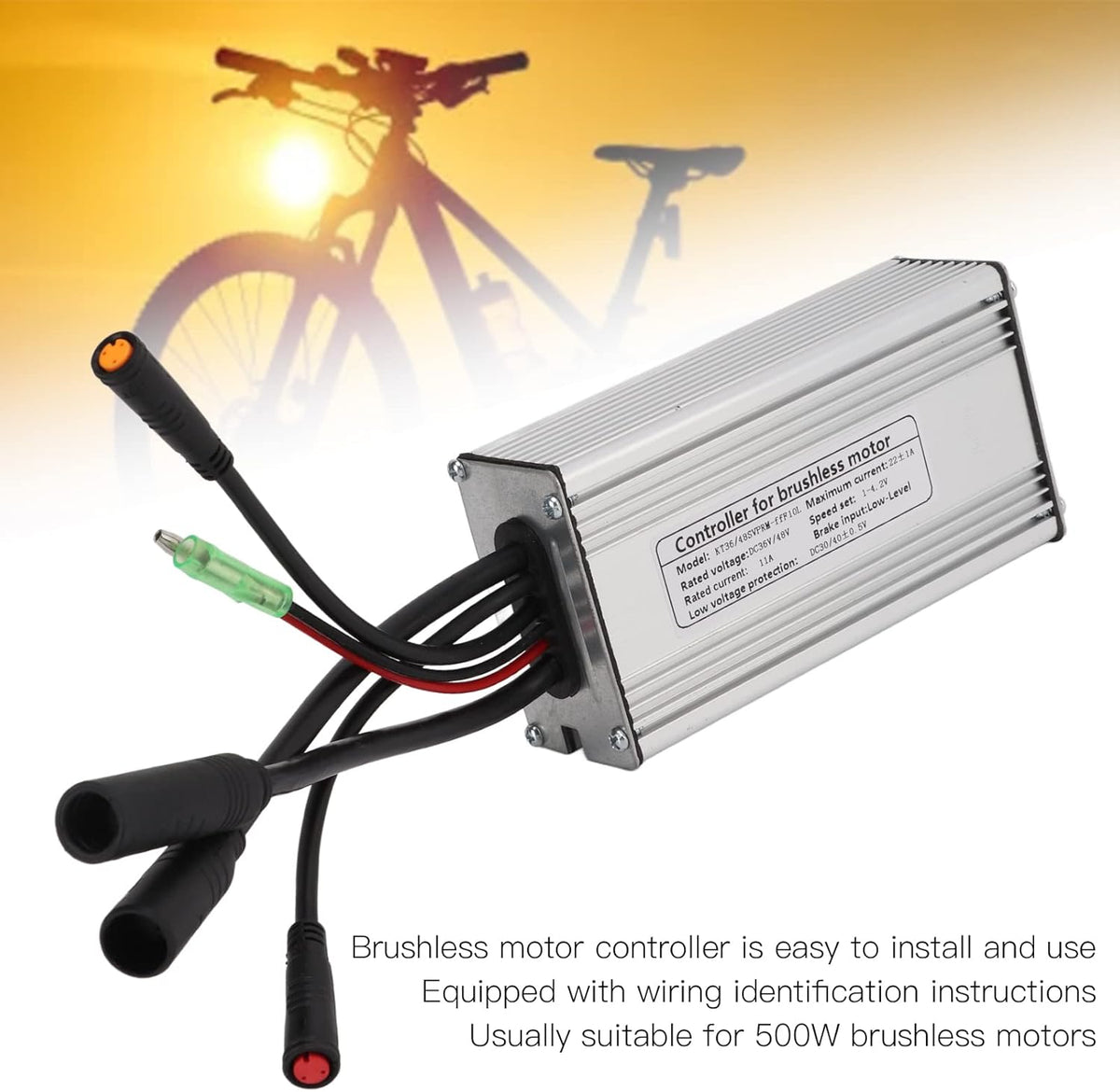 Motor Brushless Controller, 36V/48V 22A Waterproof Sine Wave Motor Controller for 500W Motor E-Bike D88119