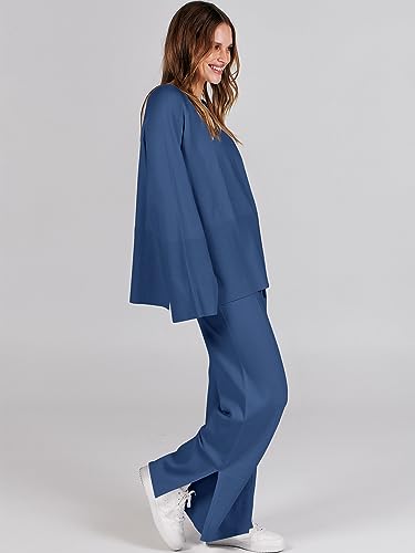 Oversized Knit Sweater Set Wide Leg Pant S148