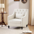 Beige Fabric Accent Chair with Wood Frame S4375