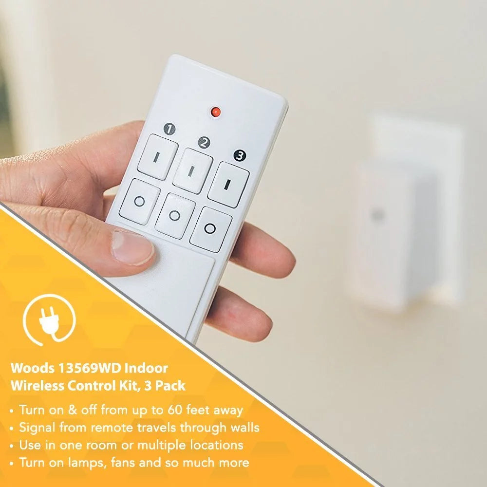 White 3-Pack Wireless Remote Control with 3 Outlets J241384