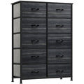 10 Drawer Fabric Storage Dresser with Steel Frame and Wooden Top W6722
