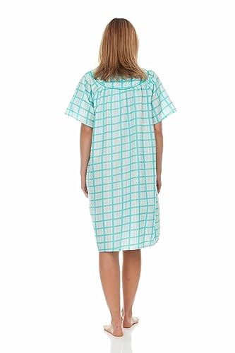 Snaps Front Closure Short Sleeve Woven House Dress X534