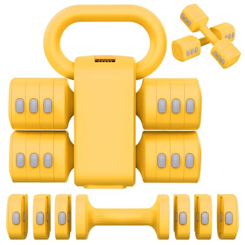 2-in-1 Adjustable Dumbbells Set, 4 Levels Weight, Each 2.2/3.3/4.4/5.5lb Hand Weights with Kettlebell Form X6452