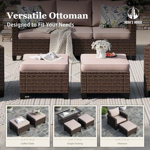 6 Pieces 7 Seats Wicker Patio Furniture Set with Fire Pit Table P28969