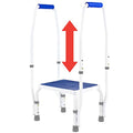 Modern White/Blue Height Adjustable Step Stool with Dual Handle Q55740