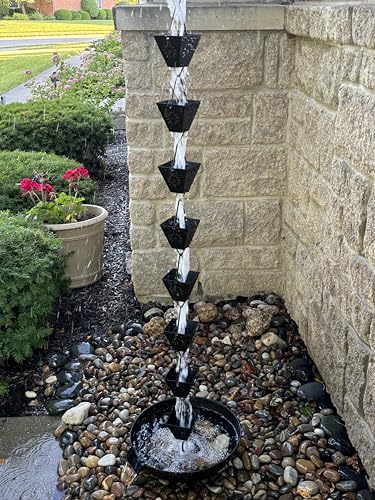 Black Powder Coated Metal Rain Chain K78508