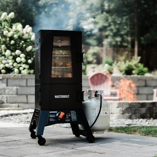 40-inch Propane Gas Vertical BBQ Smoker with Analog Temperature Control in Black D250789